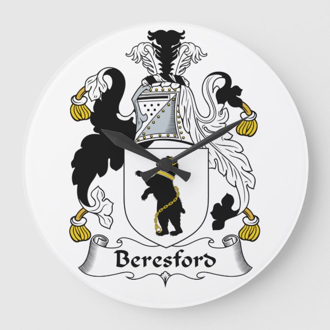 Beresford Family Crest Große Wanduhr (Vorderseite)