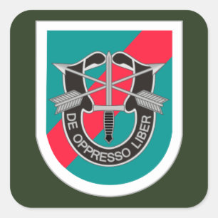BERET FLASH/DUI 20. SPEZIALKRÄFTE GRUPPENSTICKER QUADRATISCHER AUFKLEBER
