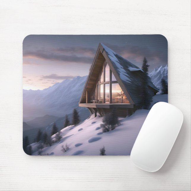 Berg-A-Frame-Chalet im Winter Mousepad (Mit Mouse)