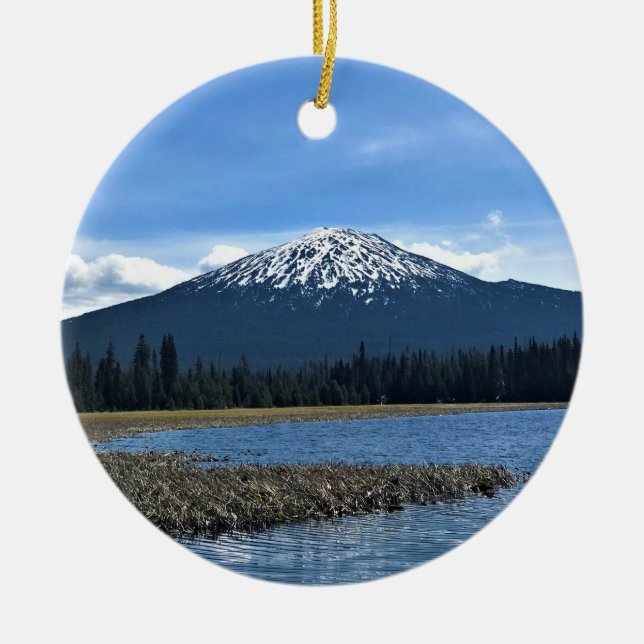 Berg Bachelor am Hosmer Lake, OR Keramik Ornament (Vorne)
