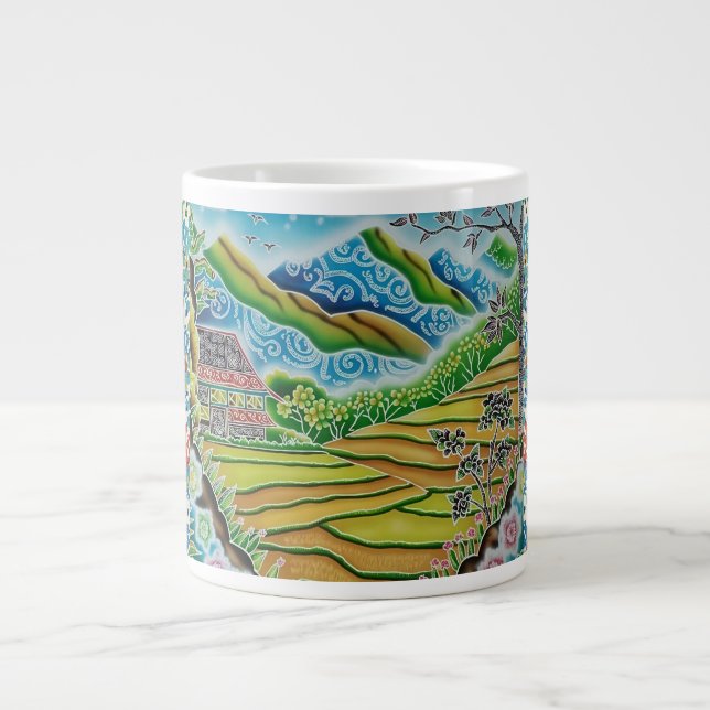 Berg Batik Lanscape Jumbo-Tasse (Vorderseite)