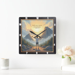 Berg-bewegender Glaube: Matthew 17:20 Quadratische Wanduhr