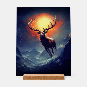 Berg-Buck, der aus dem Flammenfeuer läuft Acrylschild