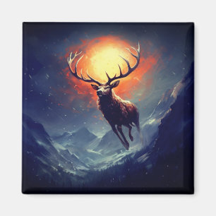 Berg-Buck, der aus dem Flammenfeuer läuft Magnet