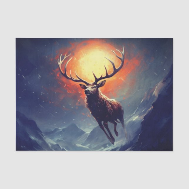 Berg-Buck, der aus dem Flammenfeuer läuft Seidenpapier (Vorderseite)