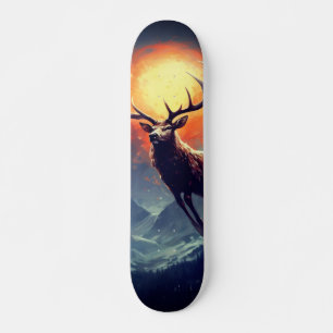 Berg-Buck, der aus dem Flammenfeuer läuft Skateboard