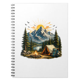 Berg-Camping-Abenteuer-Sonnenuntergang-Natur-T-Shi Notizblock