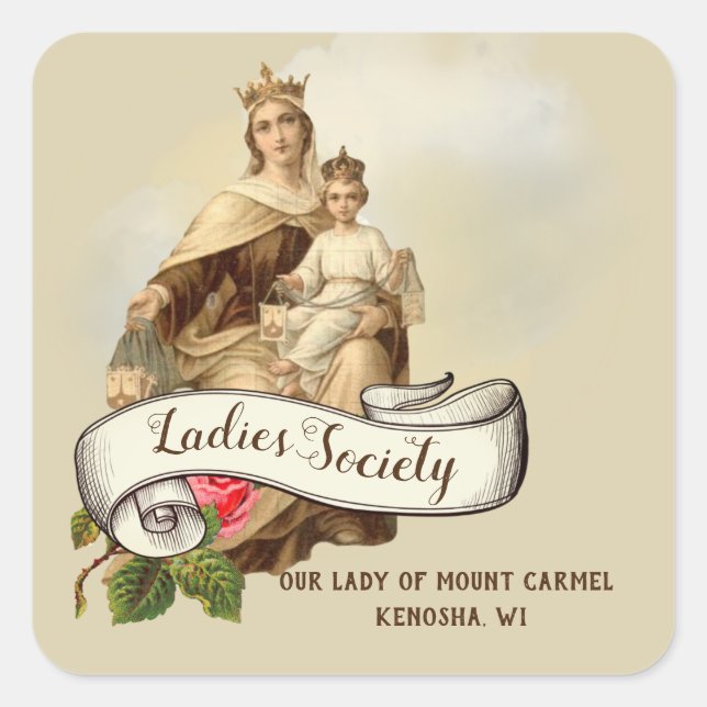 Berg Carmel Religiöser katholischer Jesus Scapular Quadratischer Aufkleber (Vorderseite)