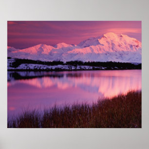 Berg Denali bei Sonnenuntergang vom Reflection Pon Poster