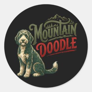 Berg-Doodle-Hundefreunde Vintage Retro Outdoor Runder Aufkleber