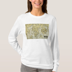 Berg-einsame Insel und Küste von Maine-Karte T-Shirt