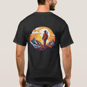 Berg-Explorer-Wildnis-Sonnenuntergangs-Grafik T-Shirt