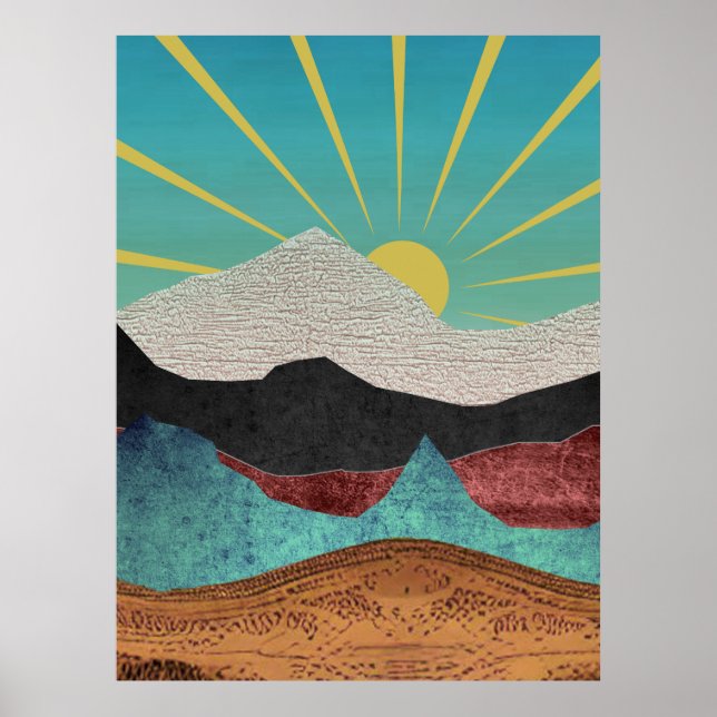 Berg-Fantasie-Sonnenaufgang Poster (Vorne)