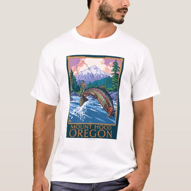 Berg-Haube, OregonFisherman Szene T-Shirt (Vorderseite)
