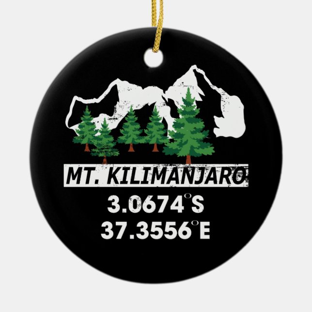 Berg Kilimanjaro mit GPS-Koordinaten Keramik Ornament (Vorne)