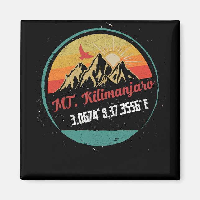 Berg Kilimanjaro mit GPS-Koordinaten Magnet (Vorne)