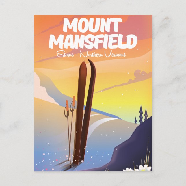 Berg Mansfield, Stowe Nord Vermont Ski Postkarte (Vorderseite)