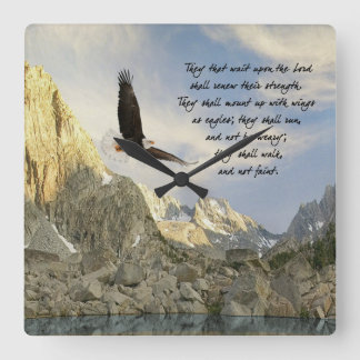 Berg mit Flügeln wie Adler Isaiah 40 Quadratische Wanduhr