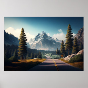 Berg mit Kiefern Poster