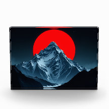 Berg mit rotem Mond