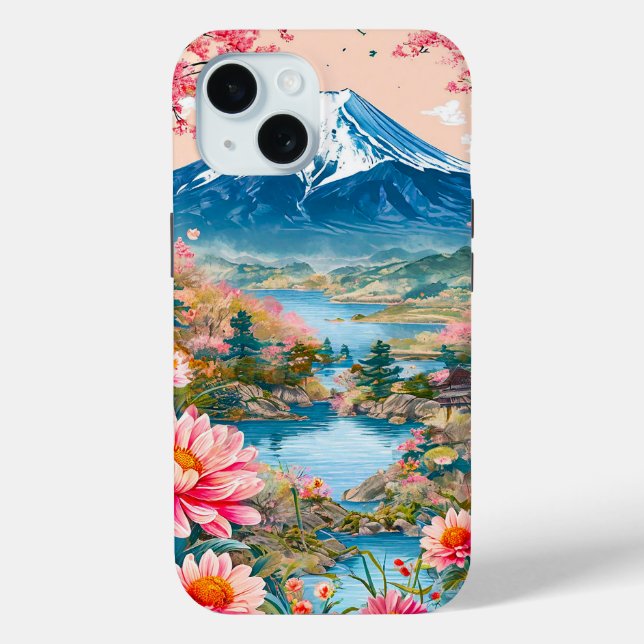 Berg mit See und Blume Case-Mate iPhone Hülle (Rückseite)