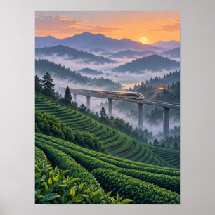 Berg-Monorail-Tee-Terrassen 12x16 Poster