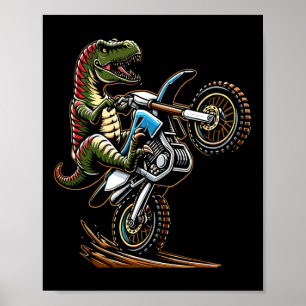 Berg-Motorradfahren-Dinosaurier-Motorrad-Sport L Poster