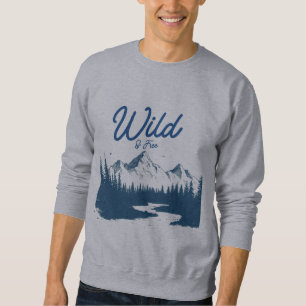 Berg-Natur-Grafik-Crewneck-Pullover Sweatshirt