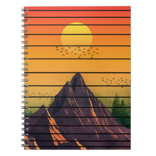 BERG NATUR VINTAGE SONNENUNTERGANG LANDSCHAFT NOTIZBLOCK