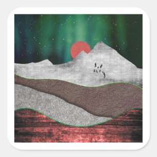 Berg Nordlichter Quadratischer Aufkleber