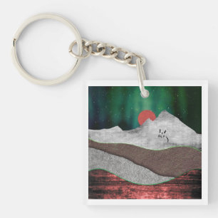 Berg Nordlichter Schlüsselanhänger