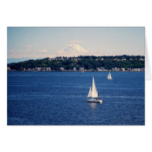 Berg Rainier, Segelboote auf der Puget Sound Card