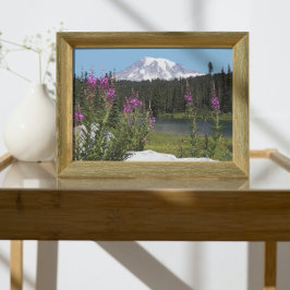 Berg Rainier und Wildblumen Landschaftliche Landsc Fotodruck