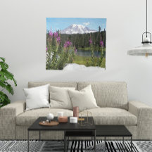 Berg Rainier und Wildblumen Landschaftliche Landsc