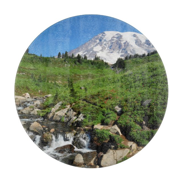Berg Rainier, Wasserfall, schneebedeckt Schneidebrett (Vorderseite)