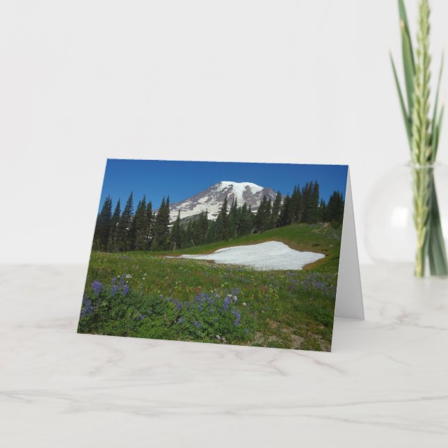 Berg Rainier, Wildblumen und Schnee Karte (Vorderseite)