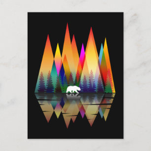 BERG REGENBOGEN BÄR POSTKARTE