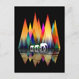 BERG REGENBOGEN ELEFANT POSTKARTE