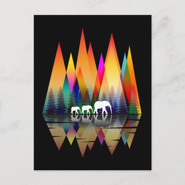BERG REGENBOGEN ELEFANT POSTKARTE (Vorderseite)