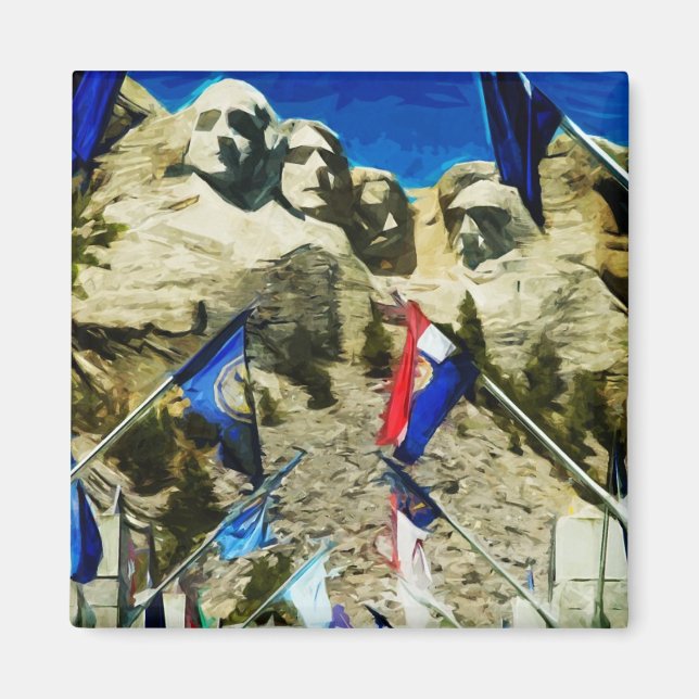 Berg Rushmore aus der Halle der Staaten Abstrakt Magnet (Vorne)