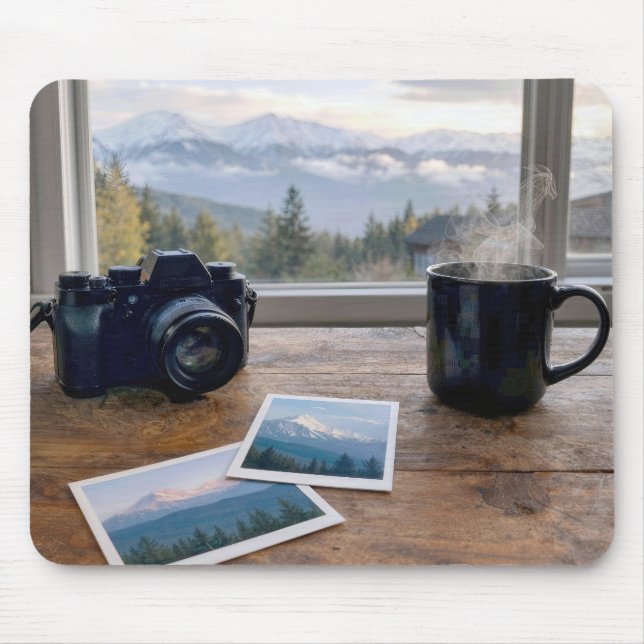 Berg-Schnappschüsse mit Kamera und Kaffee Mousepad (Vorne)