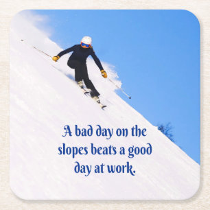 Berg-Skipisten Frische Snow Herbst Skifahren Funny Rechteckiger Pappuntersetzer
