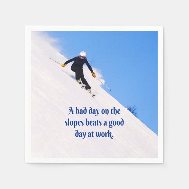 Berg-Skipisten Frische Snow Herbst Skifahren Funny Serviette (Vorderseite)