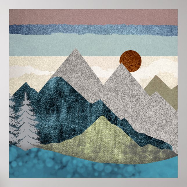 Berg Streifen Sky Poster (Vorne)