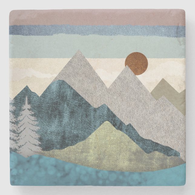 Berg Streifen Sky Steinuntersetzer (Vorderseite)