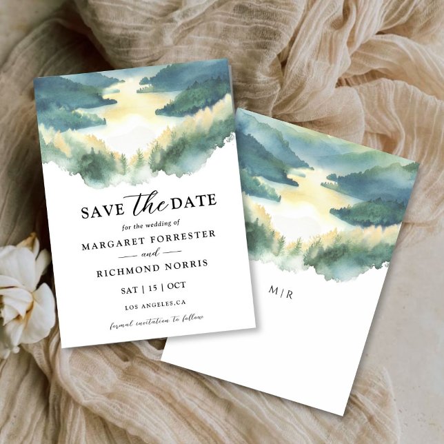 Berg Tannenbaum Boho Rustikal Save The Date Einladung (Von Creator hochgeladen)