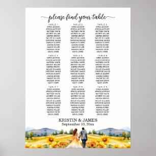 Berg und Sonnenblumen 9 Tische Hochzeitsbestuhlung Poster