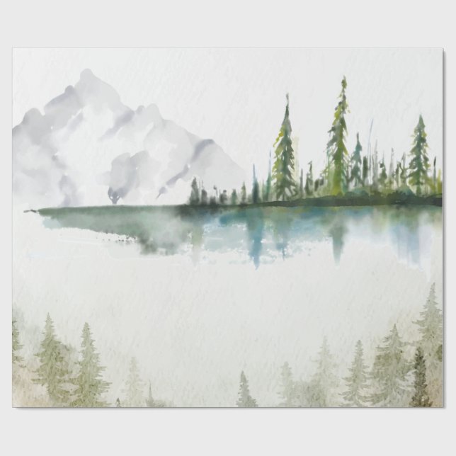 Berg, Wald, See Geschenkpapier (Flach)