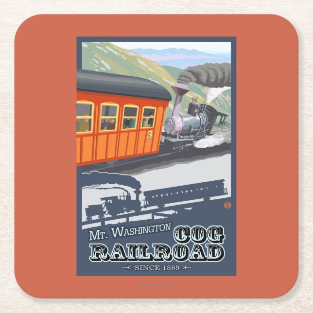 Berg Washington, neue HampshireCog Eisenbahn Rechteckiger Pappuntersetzer (Vorderseite)