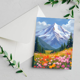 Berg-Wildblumen-Aquarell-Landschaftskarte